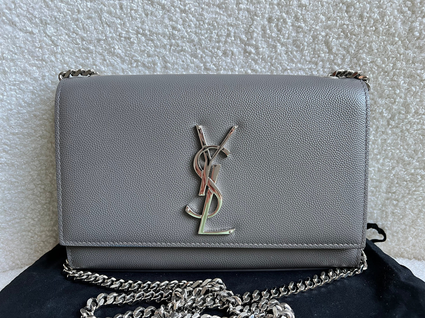 Yves Saint Laurent (YSL) Grey Small Kate with Silver Hardware