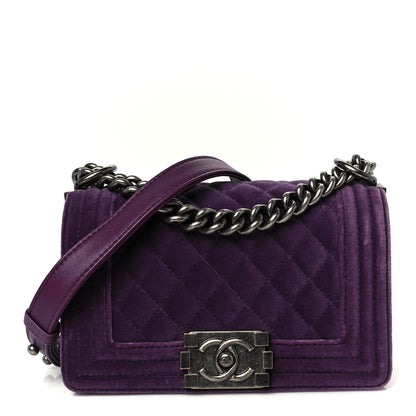 Velvet Quilted Small Boy Flap Purple