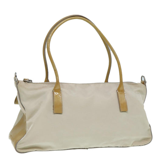 PRADA Hand Bag Nylon Beige Auth 86148