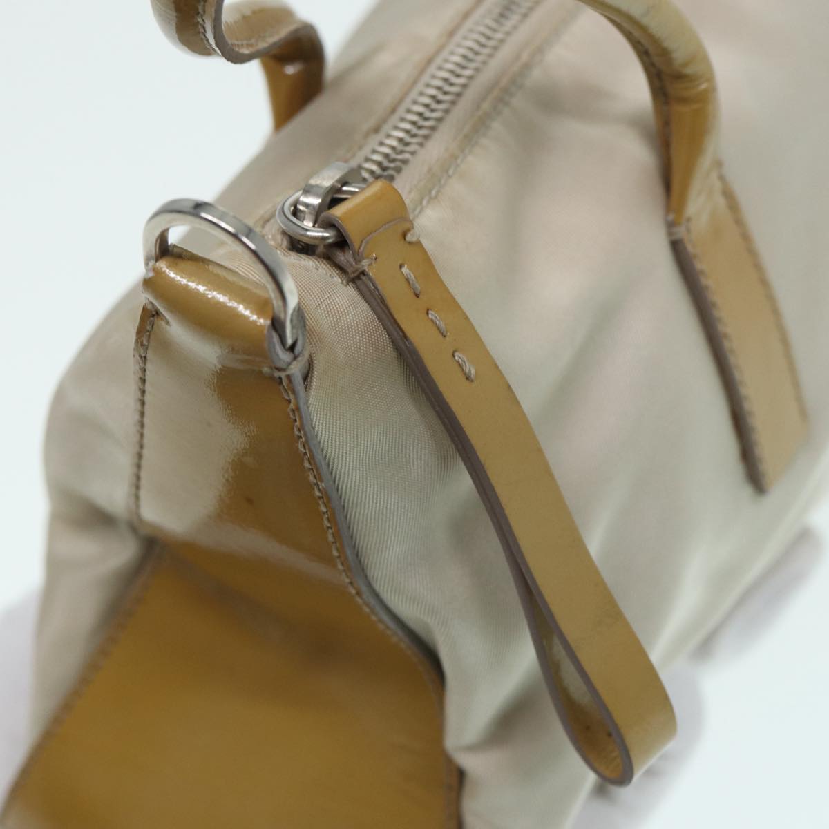 PRADA Hand Bag Nylon Beige Auth 86148