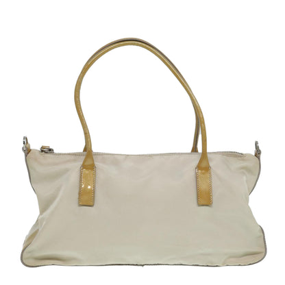 PRADA Hand Bag Nylon Beige Auth 86148