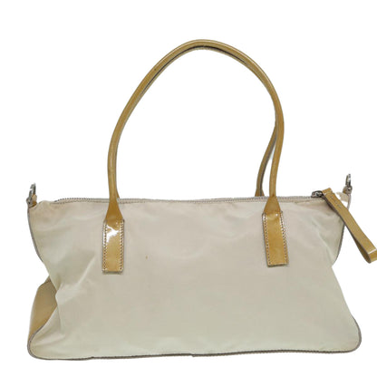 PRADA Hand Bag Nylon Beige Auth 86148