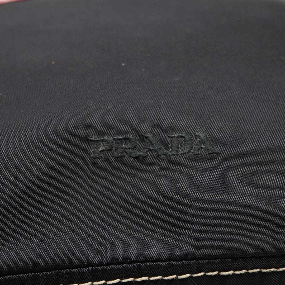 PRADA Japanese Hand Bag Nylon Black Silver Auth 86149