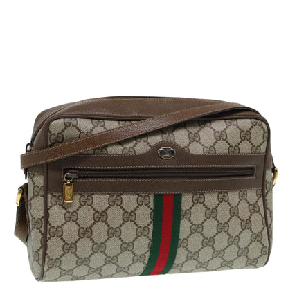 GUCCI GG Supreme Web Sherry Line Shoulder Bag Beige Gold 56 02 005 Auth 86167