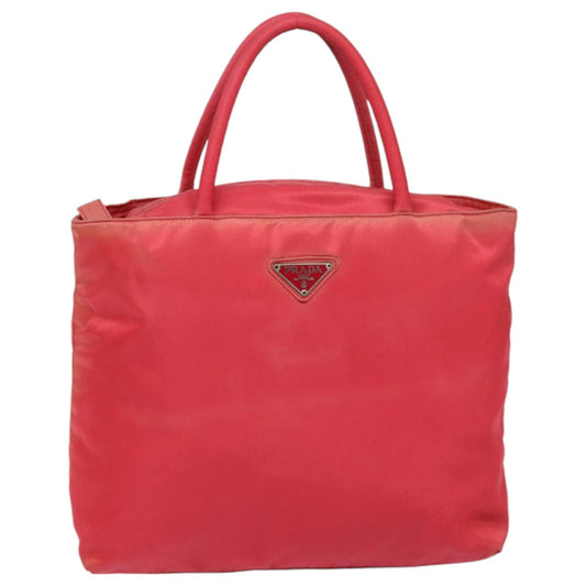 PRADA Hand Bag Nylon Red Auth 86255