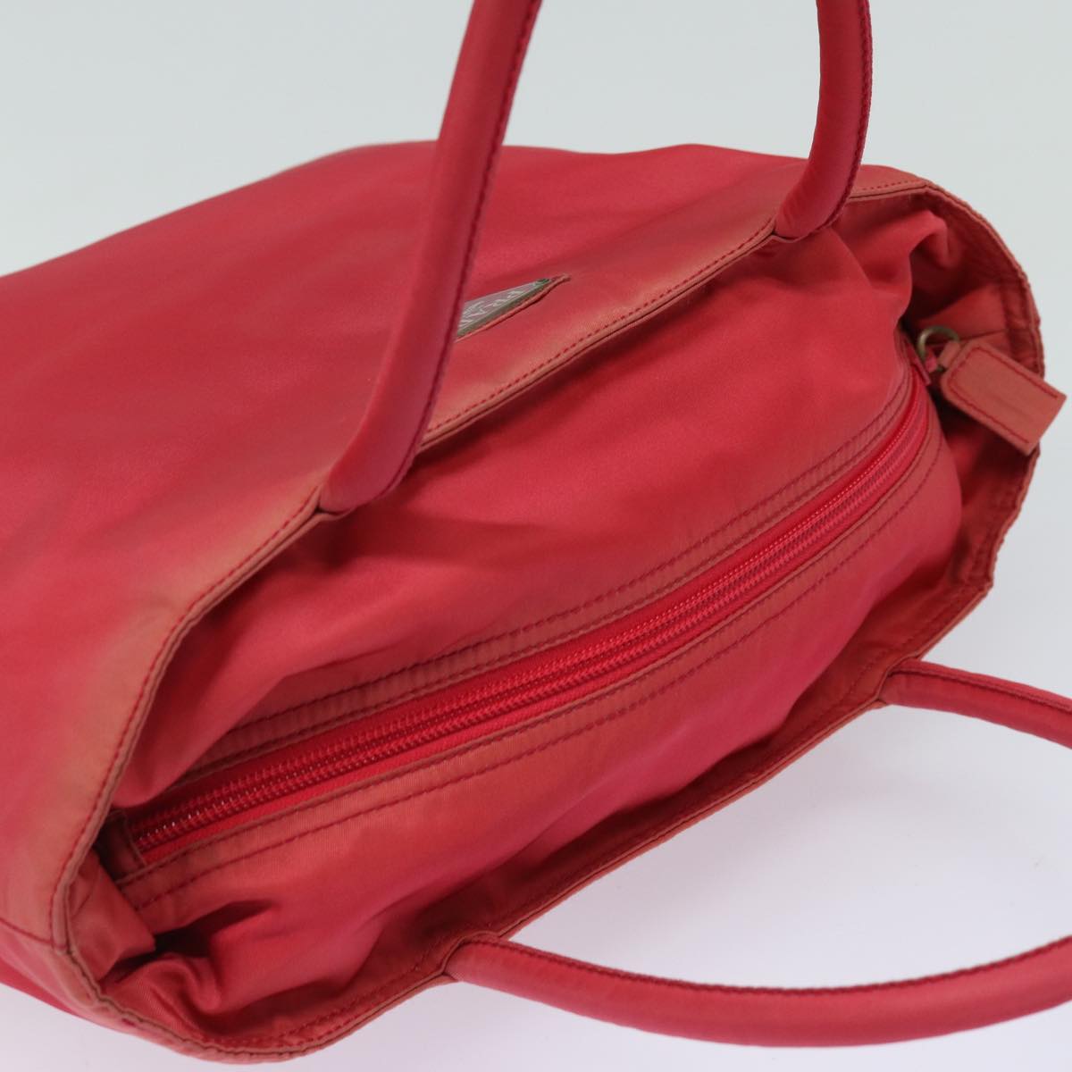 PRADA Hand Bag Nylon Red Auth 86255