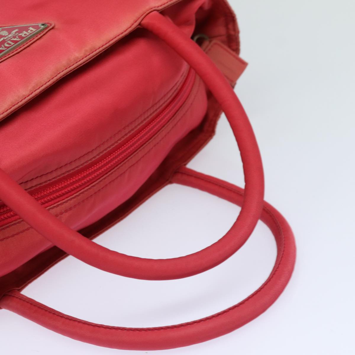 PRADA Hand Bag Nylon Red Auth 86255