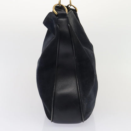 GUCCI Bamboo Hand Bag Suede 2way Navy Gold 001 1014 1577 0 Auth 86262