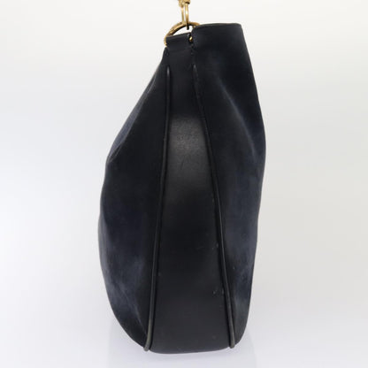 GUCCI Bamboo Hand Bag Suede 2way Navy Gold 001 1014 1577 0 Auth 86262