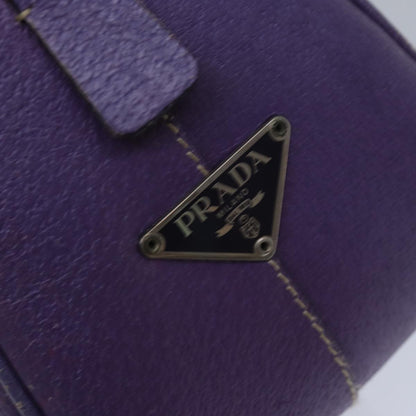 PRADA Hand Bag Canvas Beige Silver purple Auth 86337