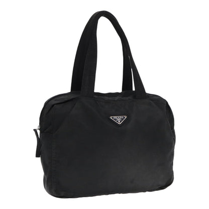 PRADA Hand Bag Nylon Black Silver Auth 86338