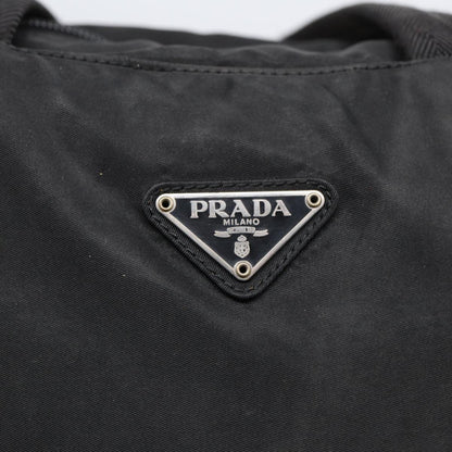 PRADA Hand Bag Nylon Black Silver Auth 86338