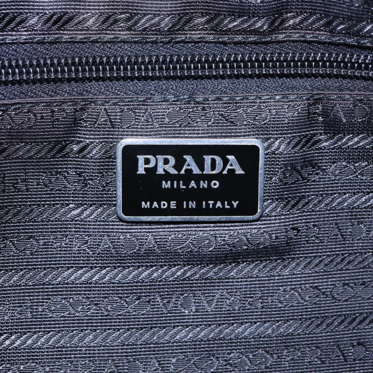 PRADA Hand Bag Nylon Black Silver Auth 86338