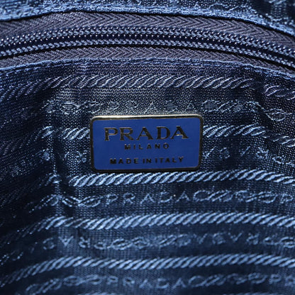 PRADA Hand Bag Nylon Navy Silver Auth 86341