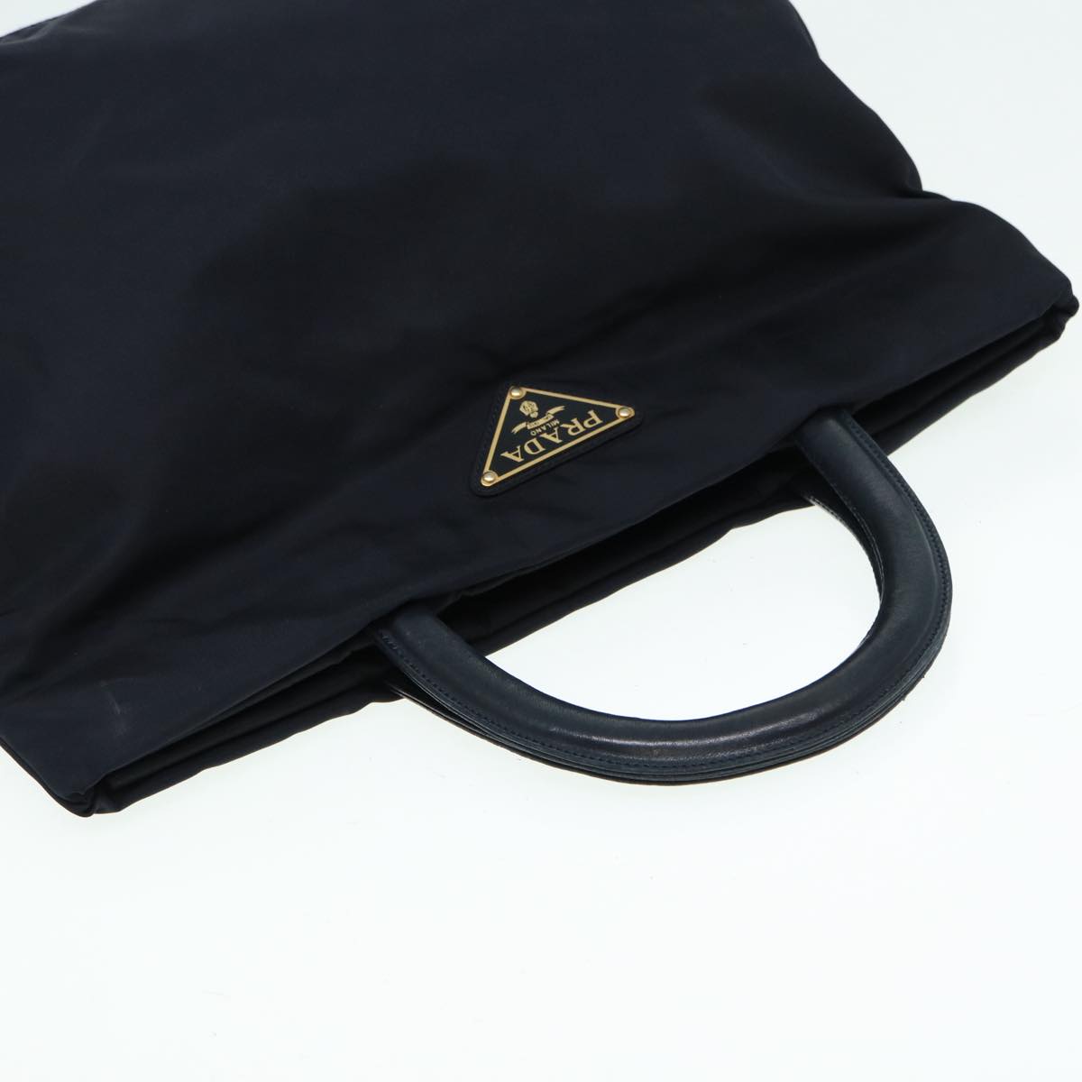 PRADA Hand Bag Nylon Navy Silver Auth 86341