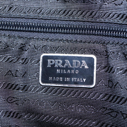 PRADA Tote Bag Nylon Wine Red Silver Auth 86345