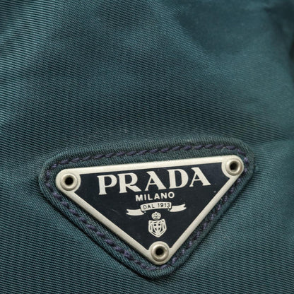 PRADA Tote Bag Nylon Green Silver Auth 86347