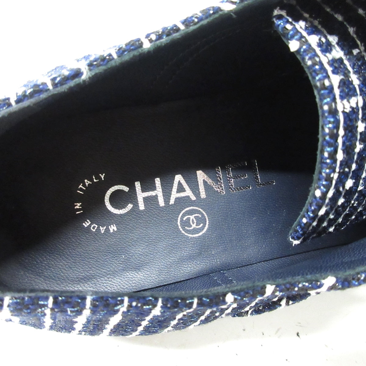Chanel Tweed Grosgrain Pearl Sneaker 37