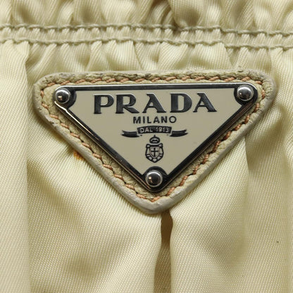 PRADA Hand Bag Nylon 2way Cream Silver Auth 86443