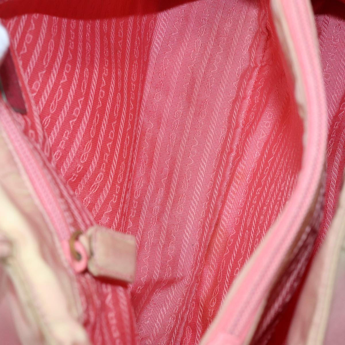 PRADA Hand Bag Nylon Pink Silver Auth 86444