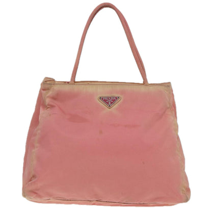 PRADA Hand Bag Nylon Pink Silver Auth 86444