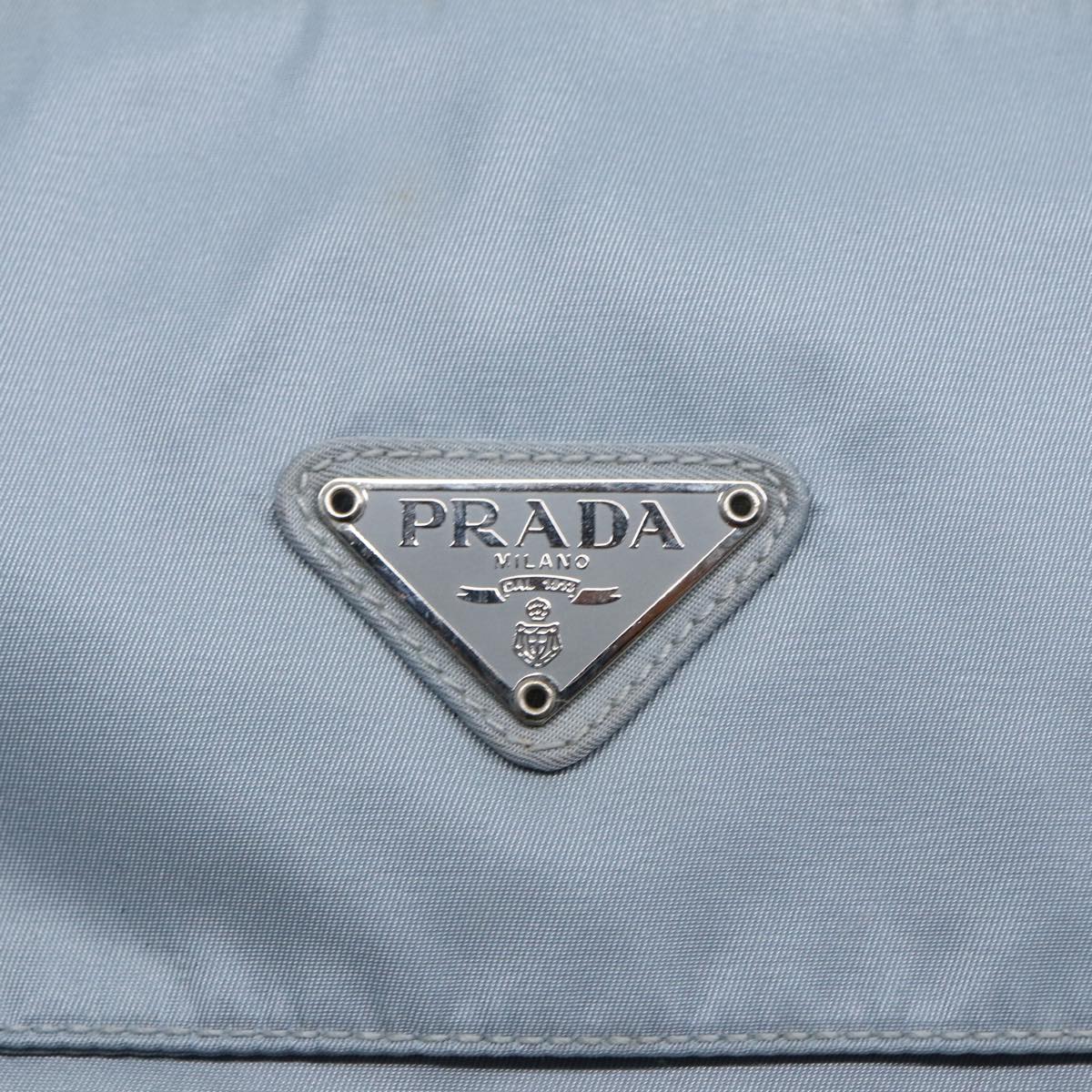 PRADA Shoulder Bag Nylon Blue Silver Auth 86646