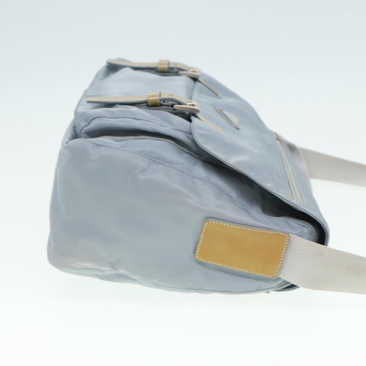 PRADA Shoulder Bag Nylon Blue Silver Auth 86646