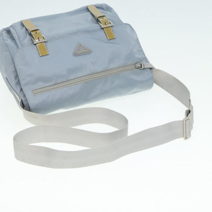 PRADA Shoulder Bag Nylon Blue Silver Auth 86646