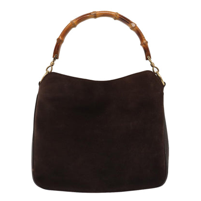 GUCCI Bamboo Shoulder Bag Suede 2way Red Gold 001 1705 1638 Auth 86649