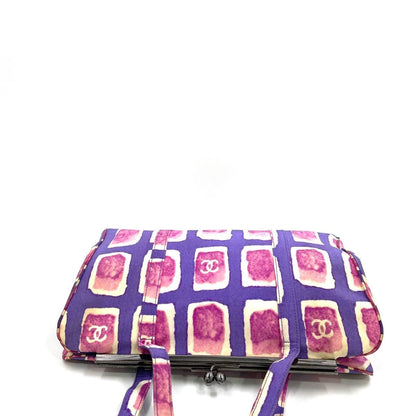 Chanel KissLock Frame Bag Purple Pink Cloth 2000-2002