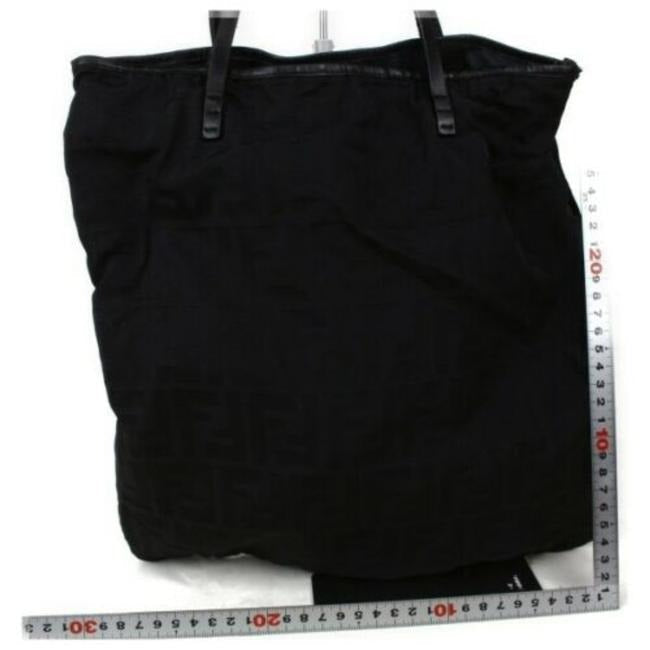 Fendi W Canvasleather Satcheltote W Attached Wallet Black Zucco Print Canvas And Leather Tote
