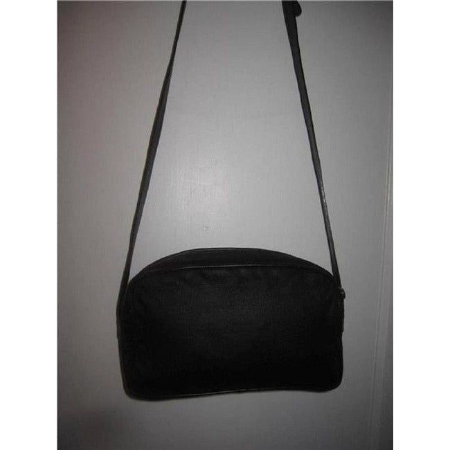 Fendi Vintage Pursesdesigner Purses Black Leather And Black Canvas Cross Body Bag