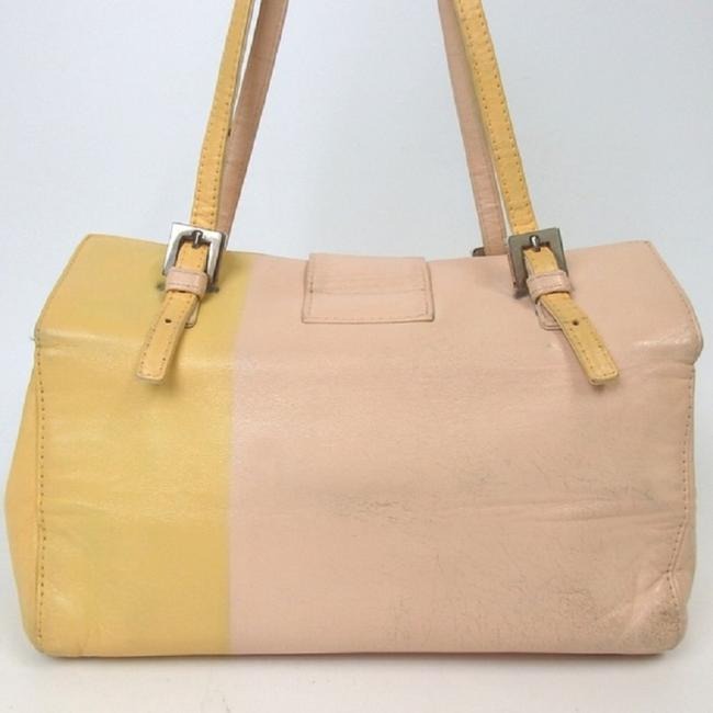 Fendi Ltd Ed Color Block Structured Lunchbox Purse Pinkyellow Lthrenamel Ff Leather Satchel
