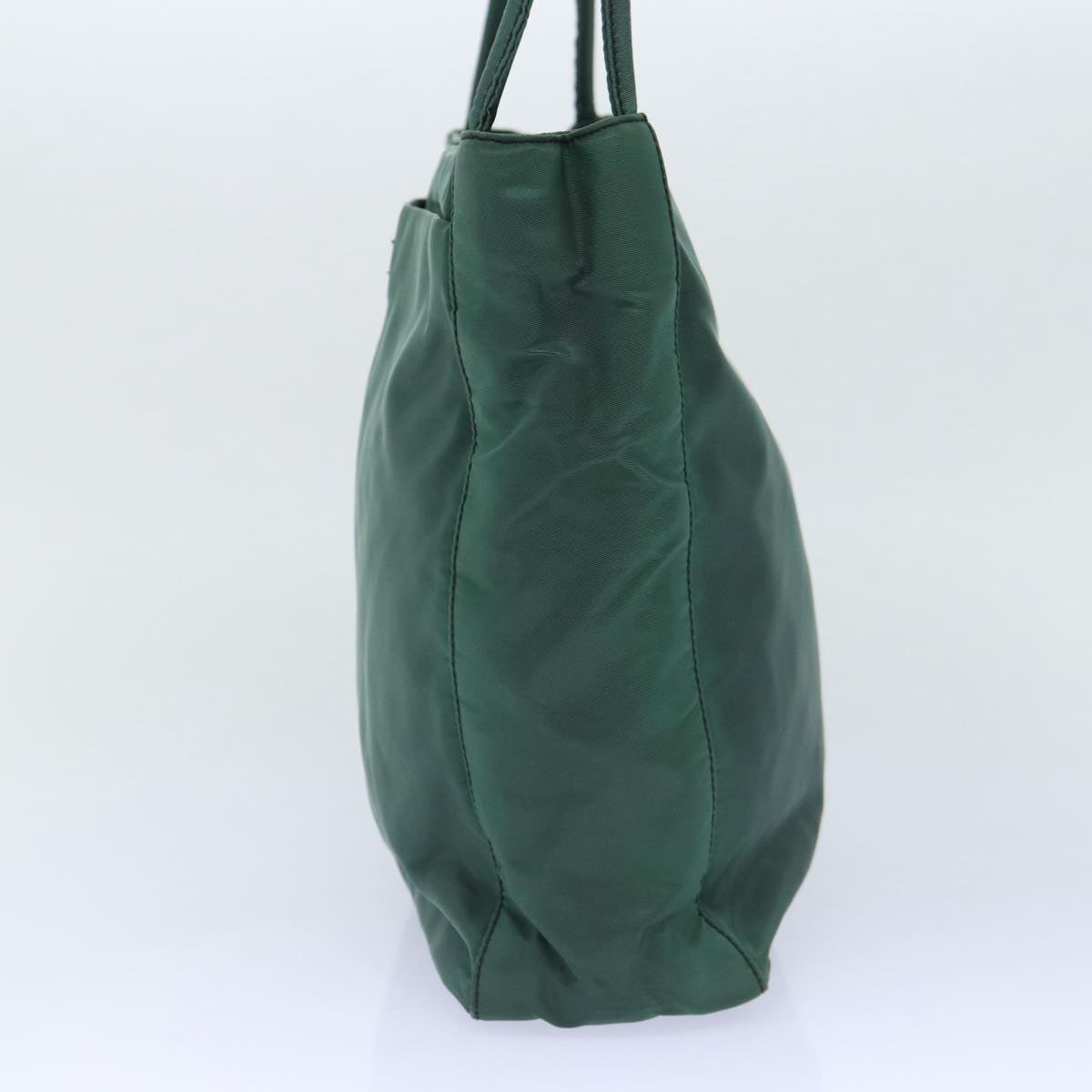 PRADA Tote Bag Nylon Green Silver Auth 86871