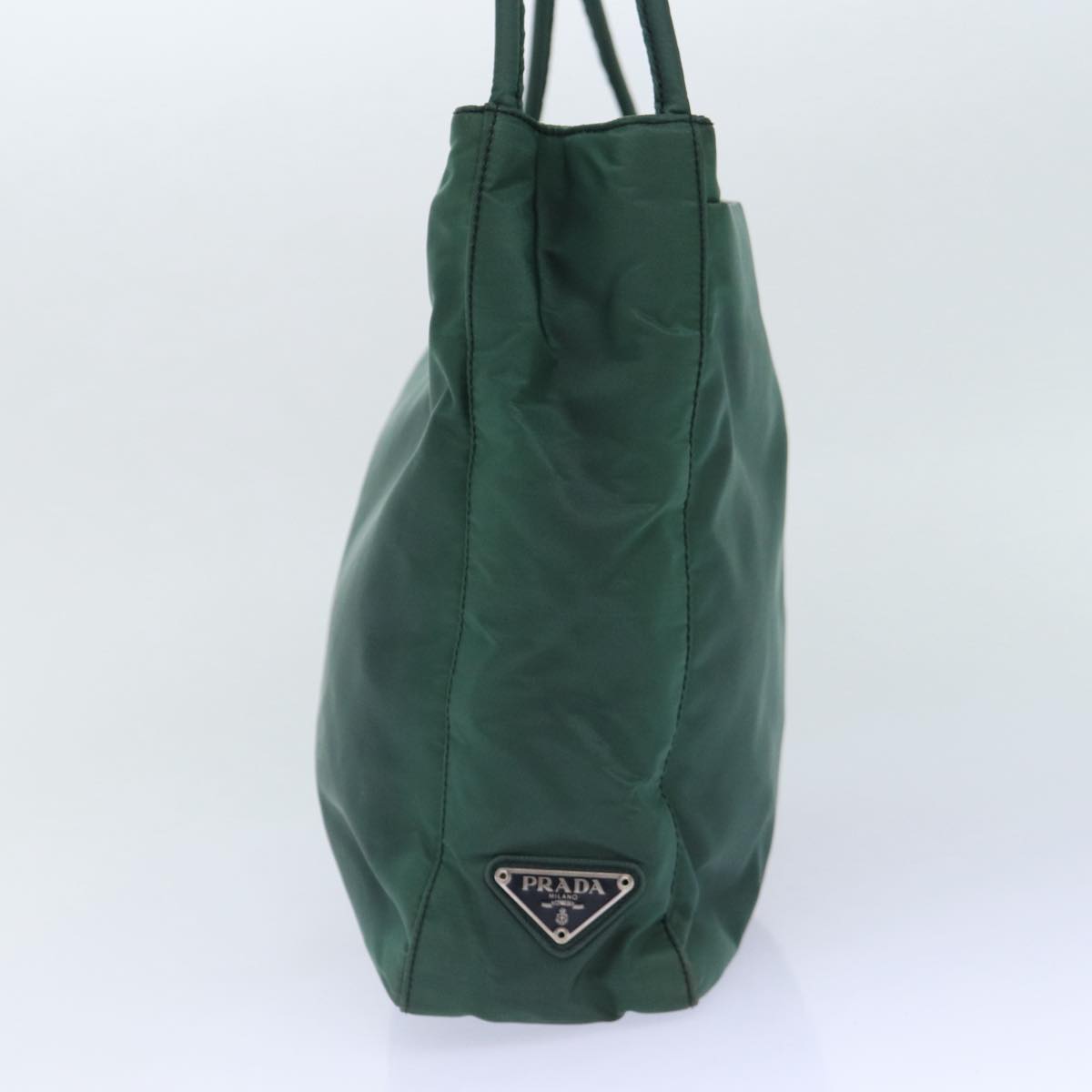 PRADA Tote Bag Nylon Green Silver Auth 86871