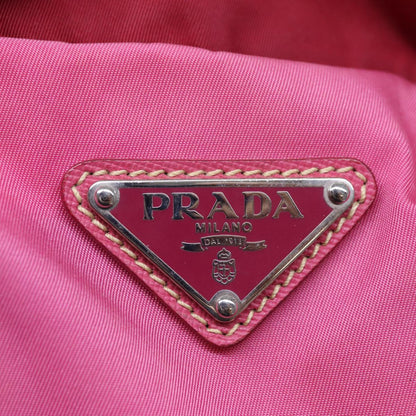 PRADA Tote Bag Nylon Pink Silver Auth 86878