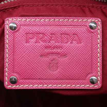 PRADA Tote Bag Nylon Pink Silver Auth 86878