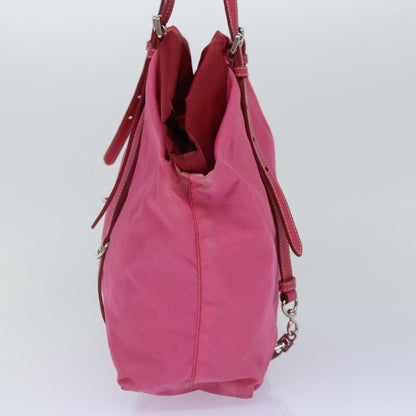 PRADA Tote Bag Nylon Pink Silver Auth 86878