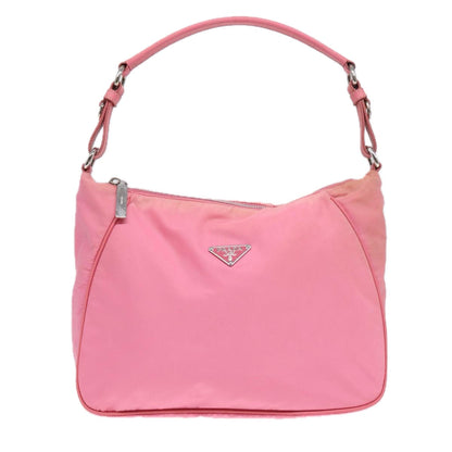 PRADA Shoulder Bag Nylon Pink Silver Auth 86879