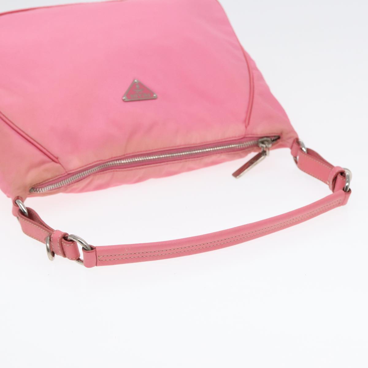 PRADA Shoulder Bag Nylon Pink Silver Auth 86879