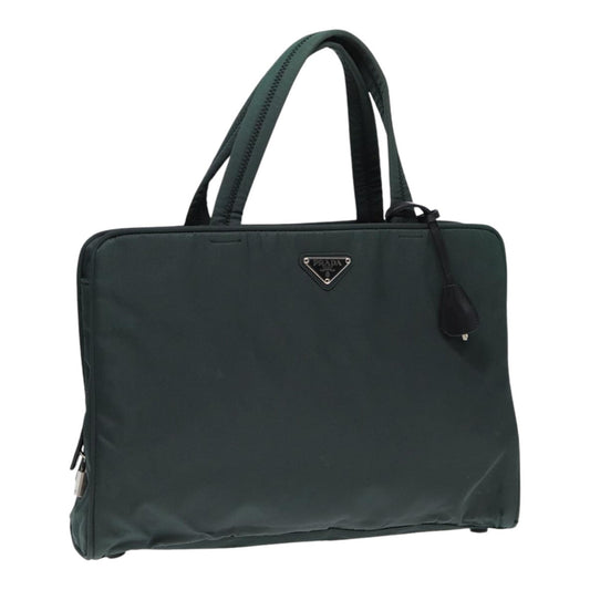 PRADA Hand Bag Nylon Green Silver Auth 86882