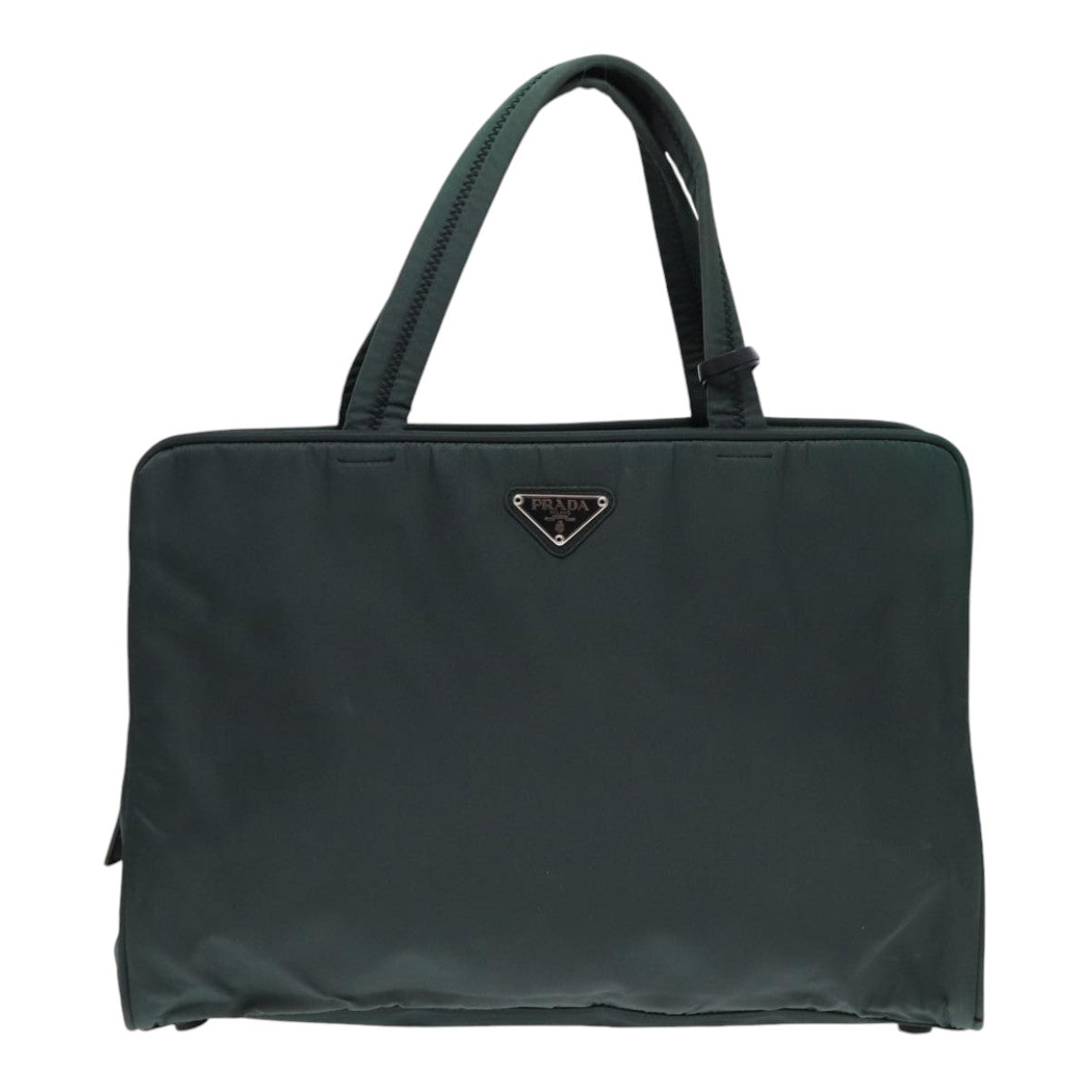 PRADA Hand Bag Nylon Green Silver Auth 86882