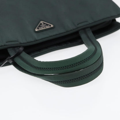 PRADA Hand Bag Nylon Green Silver Auth 86882