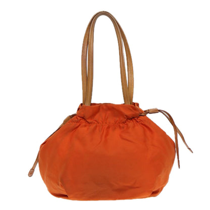 PRADA Shoulder Bag Nylon Orange Gold Auth 86883