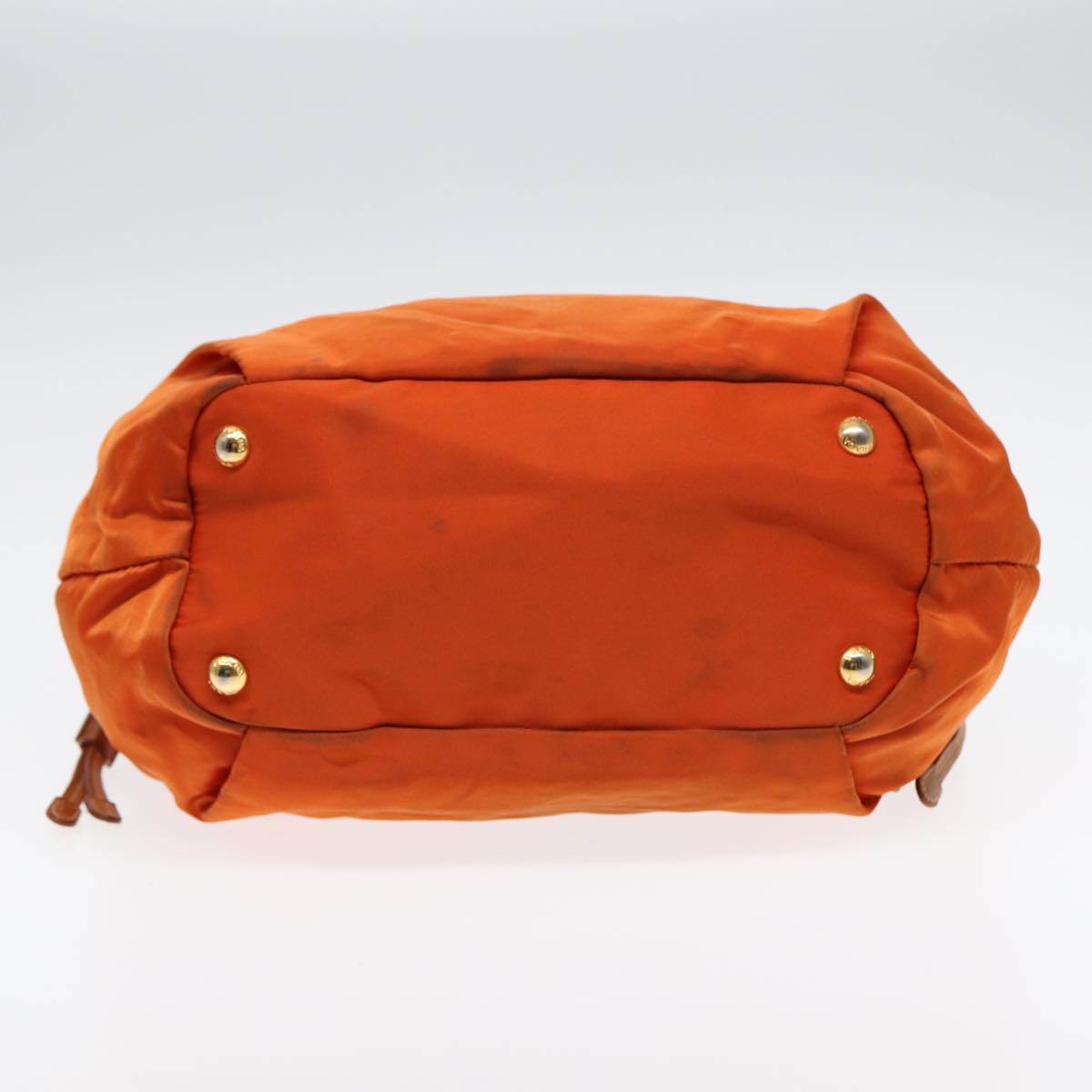 PRADA Shoulder Bag Nylon Orange Gold Auth 86883