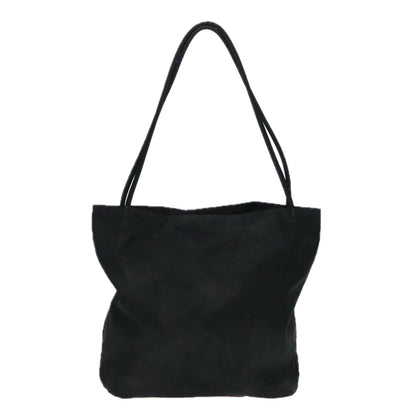 PRADA Tote Bag Nylon Black Silver Auth 86886