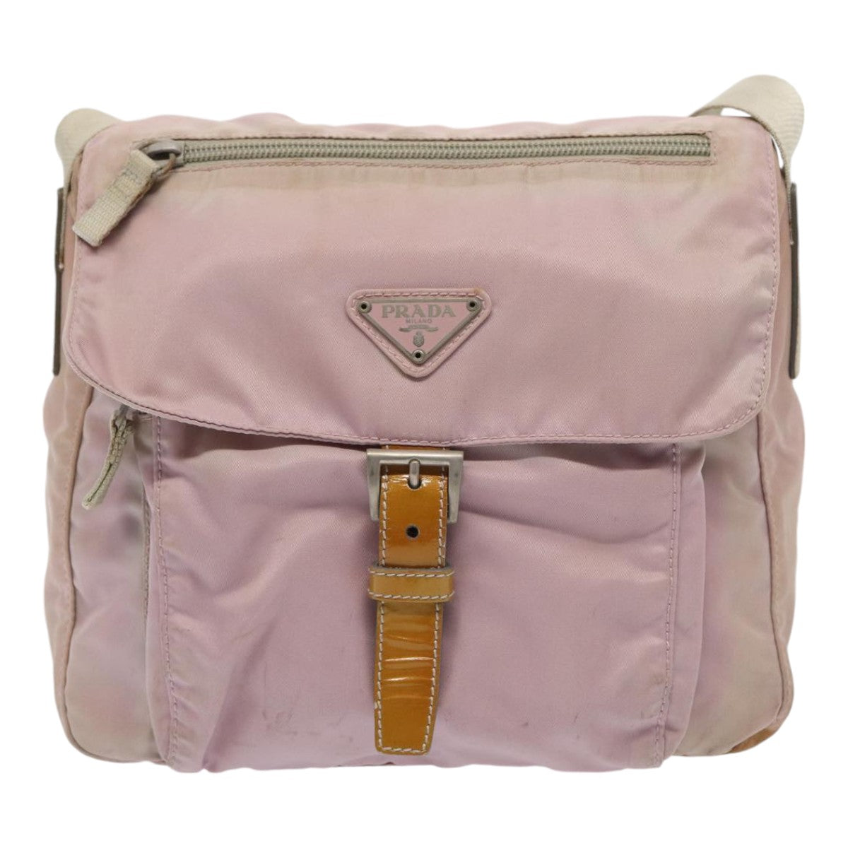 PRADA Shoulder Bag Nylon Pink Silver Auth 86887