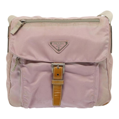 PRADA Shoulder Bag Nylon Pink Silver Auth 86887