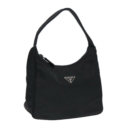 PRADA Hand Bag Nylon Black Silver Auth 86891