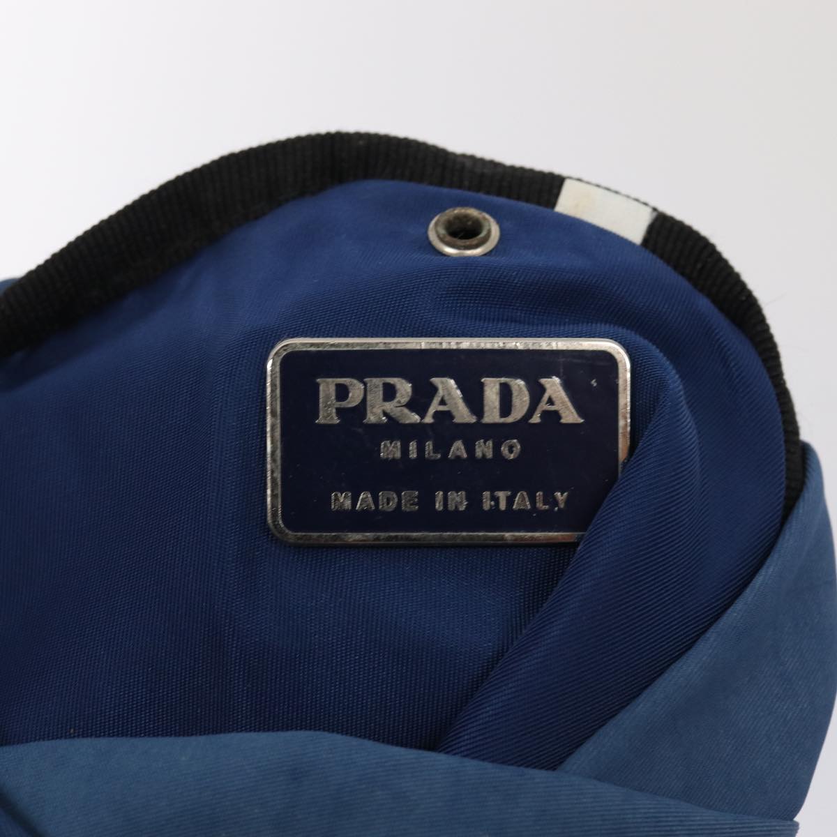 PRADA Shoulder Bag Nylon Blue Silver Auth 86892